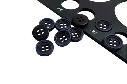 Пуговица пластик CN-2804, 4 прокола, черно-синяя, 11.5 мм