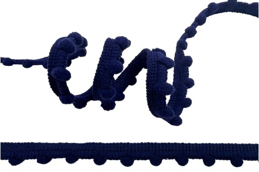 Тесьма с помпонами, 15 мм, темно-синяя (S058)