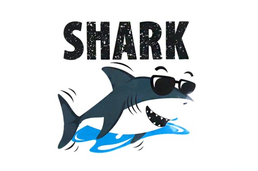 Термонаклейка Довольная Акула Shark, 14х15 см
