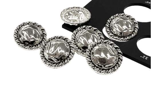 Пуговица металлическая на ножке MP01, серебристая, 23 мм