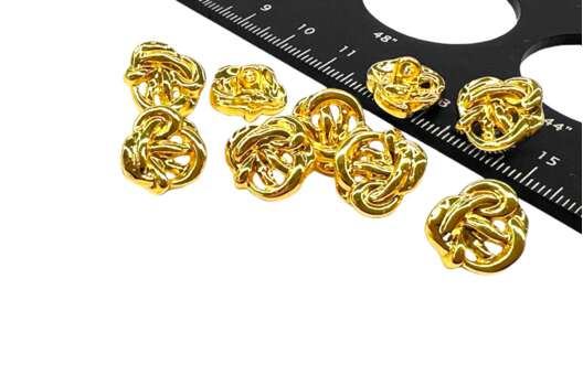 Пуговица металлическая на ножке MP04, желтое золото, 14 мм