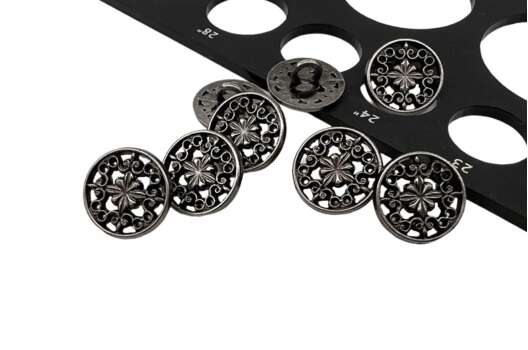 Пуговица металлическая на ножке ME603, темный никель, 15 мм