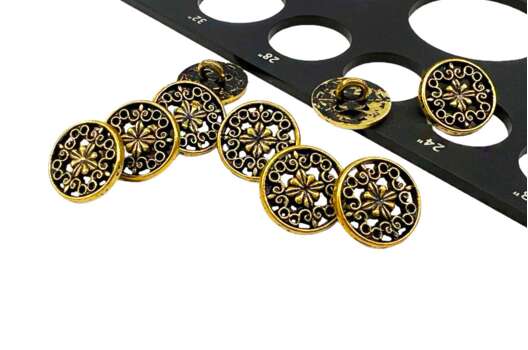 Пуговица металлическая на ножке ME603, состаренное золото, 15 мм