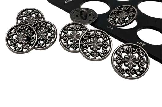 Пуговица металлическая на ножке ME603, темный никель, 20 мм