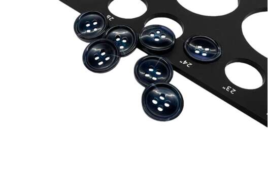Пуговица пластик P9-14, 4 прокола, темно-синяя, 15 мм