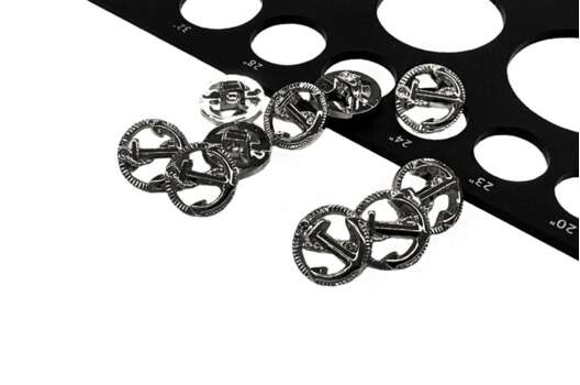 Пуговица пластиковая на ножке LA1393, темный никель, 15 мм