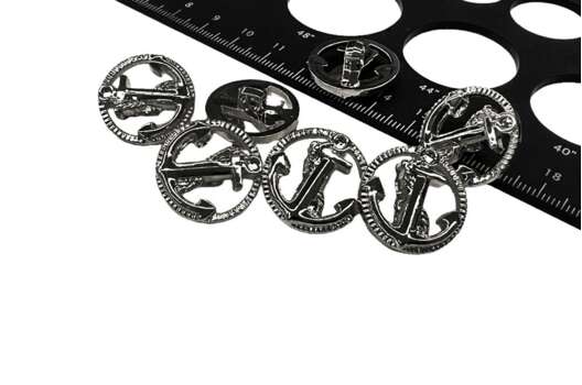 Пуговица пластиковая на ножке LA1393, темный никель, 21 мм