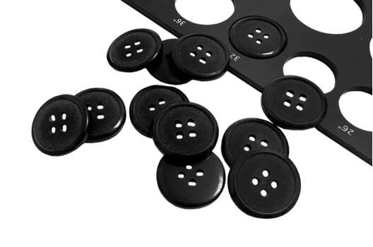 Пуговица пластик KN164, 4 прокола, черная, 20 мм