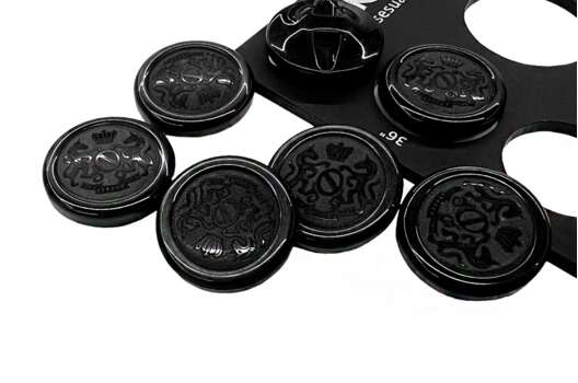 Пуговица пластиковая A055, туннельная, черная, 23 мм