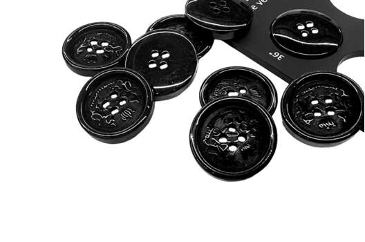 Пуговица пластик A051, 4 прокола, черная, 23 мм