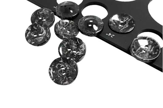 Пуговица пластик CB-3633, 2 прокола, черная, 15 мм