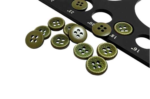 Пуговица пластик CNK-43, 4 прокола, темный хаки, 11.5 мм