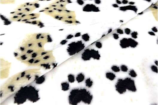 Мех искусственный игрушечный, молочный с лапками (ИЖН216В3)