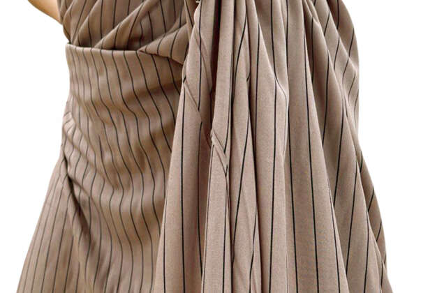 Штапель, Мелкая полоска черно-бежевая, Турция 4