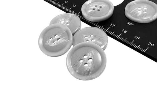 Пуговица пластик J1851, 4 прокола, светло-серая, 25 мм