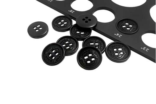 Пуговица пластик A087, 4 прокола, черная, 15 мм