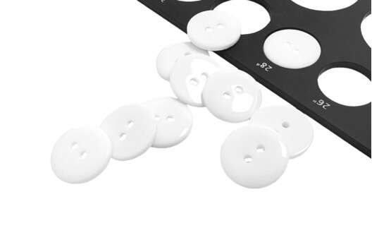 Пуговица пластик K-22, 2 прокола, белая, 18 мм