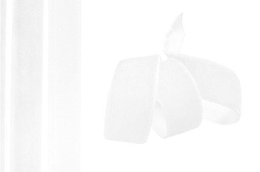 Лента бархатная стрейч, белая, 25 мм