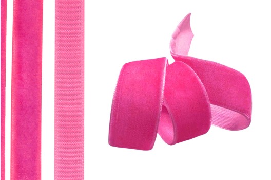 Лента бархатная, 20 мм, ярко-розовая
