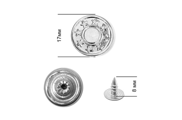 Пуговица джинсовая JX86, 17 мм, никель