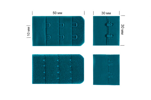 Застежка с крючками 3х2, изумрудно-синяя (F222)