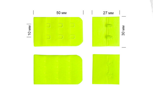 Застежка с крючками 3х2, зелено-желтый неон (F229)