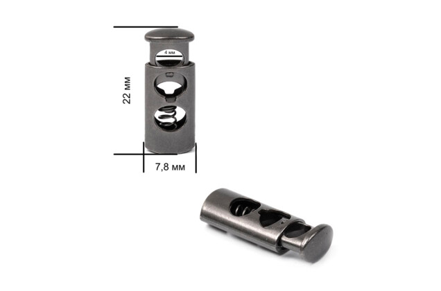 Фиксатор для шнура, металлический, матовый черный никель, 7.8х22 мм