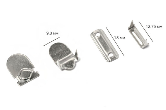 Крючок брючный JX8204B, 2 шипа, 18х9.8 мм, никель