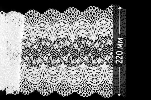 Кружево эластичное, белое, 22 см 1