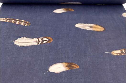 Бязь, Перышки на темно-синем, 220 см