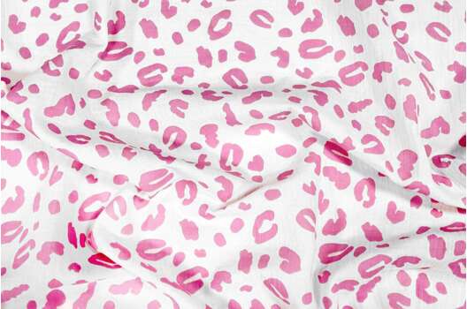 Муслин двухслойный жатый 135 см, Пятнышки розовые на белом