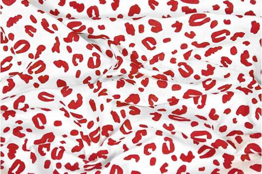 Муслин двухслойный жатый 135 см, Пятнышки красные на белом