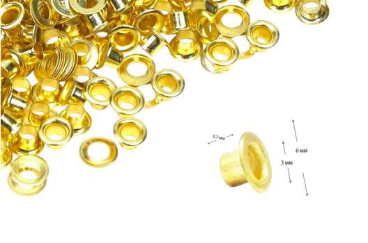 Люверсы для одежды N1.7 (3 мм), золотые, 10 шт.
