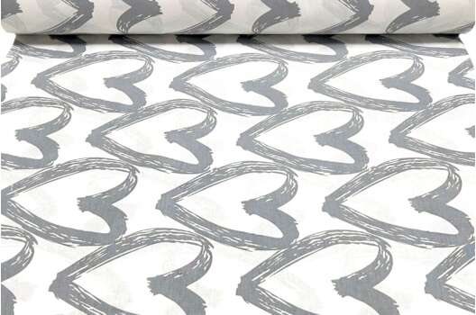 Ранфорс (поплин LUX) 240 см, Сердечки серые белом