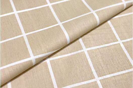 Ранфорс (поплин LUX) 240 см, Светло-бежевая клетка 6х6 см