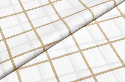 Ранфорс (поплин LUX) 240 см, Бежевая клетка 6х6 см на белом