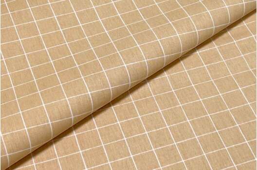 Ранфорс (поплин LUX) 240 см, Бежевая клетка 2х2 см