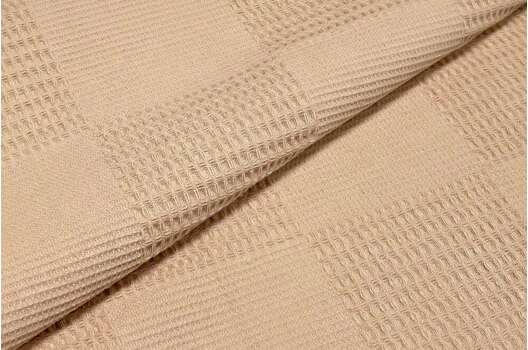 Вафельное полотно Шахматка, бежевое, 240 см