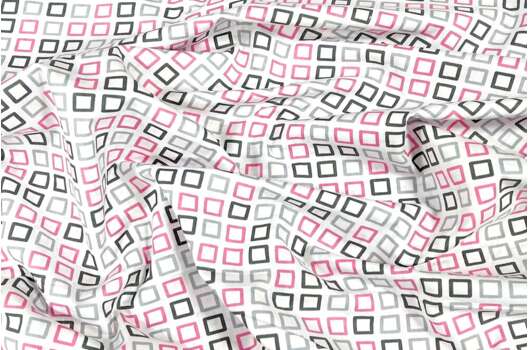 Польский хлопок, Серо-розовые квадратики, 160 см