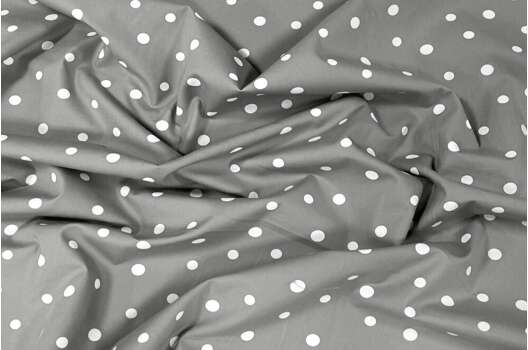 Рубашечный хлопок, Белый горох на сером, Польша