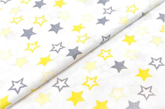 Ранфорс (поплин LUX) 240 см, Звезды серо-желтые