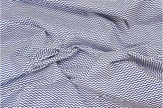 Рубашечный хлопок, Зигзаг мелкий темно-синий, Польша