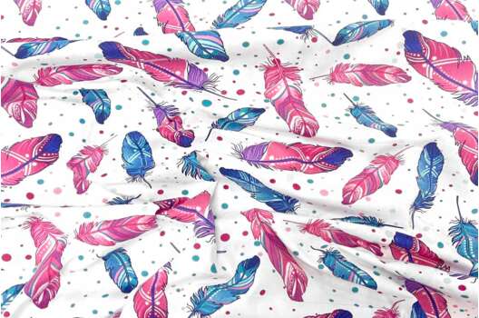 Польский хлопок, Малиново-синие перышки, 160 см