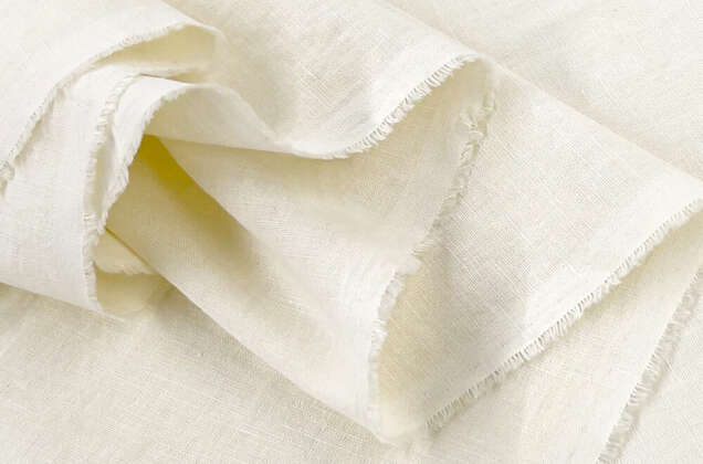 Лен с хлопком сорочечный (00С34), эффект мятости, сливочный (584) 4