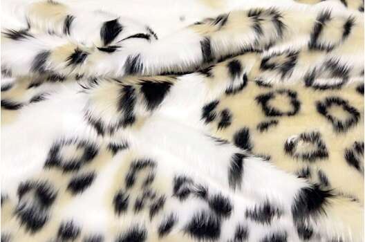 Мех искусственный Рысь, средневорсовый, молочный в пятнышки (ИЖН217В3)