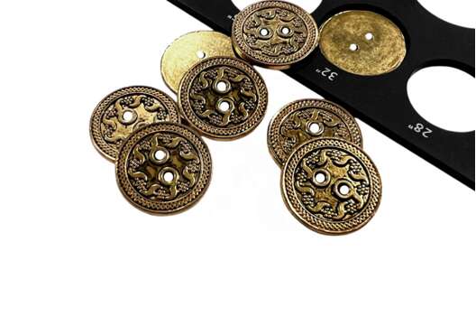 Пуговица металлическая ME524, 2 прокола, бронза, 20 мм
