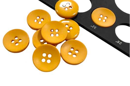 Пуговица пластиковая NE55, 4 прокола, горчичная, 20 мм