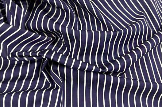 Рубашечный хлопок, Полоска 6 мм темно-синяя с белым (130911/49), Италия