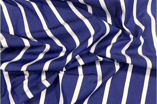 Рубашечный хлопок, Полоска 3.5 см синяя (130911/10), Италия