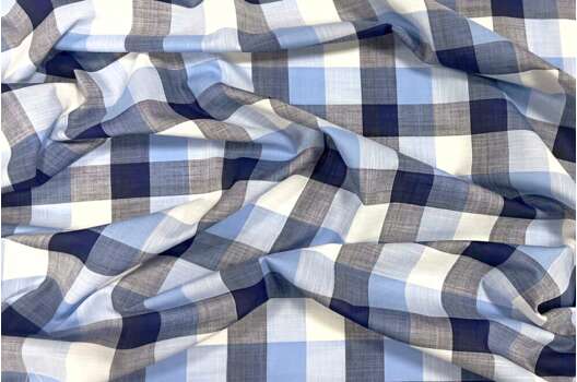 Рубашечный хлопок, Клетка 3.5х3 см синяя (130911/32), Италия